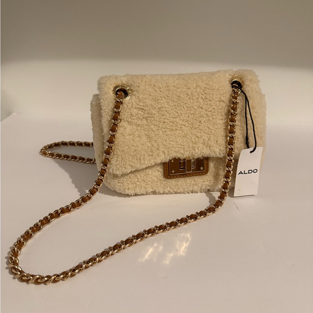 ALDO Cream Crossbody Bag with Gold Chain